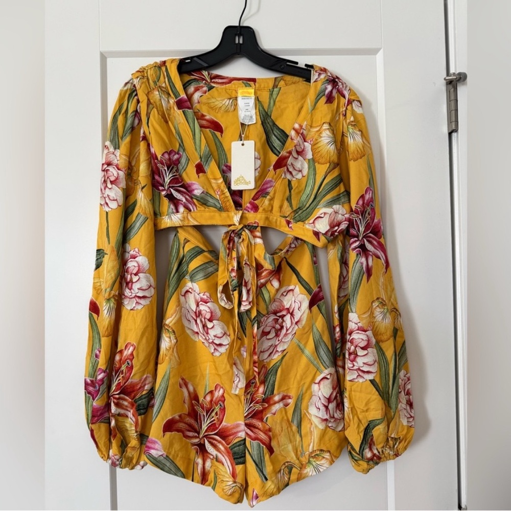 AQUA BENDITA Floral Yellow Romper size S